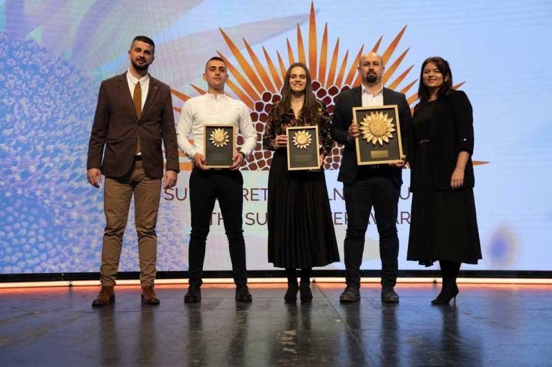 Award recipients on stage at the Sunflower rural tourism awards